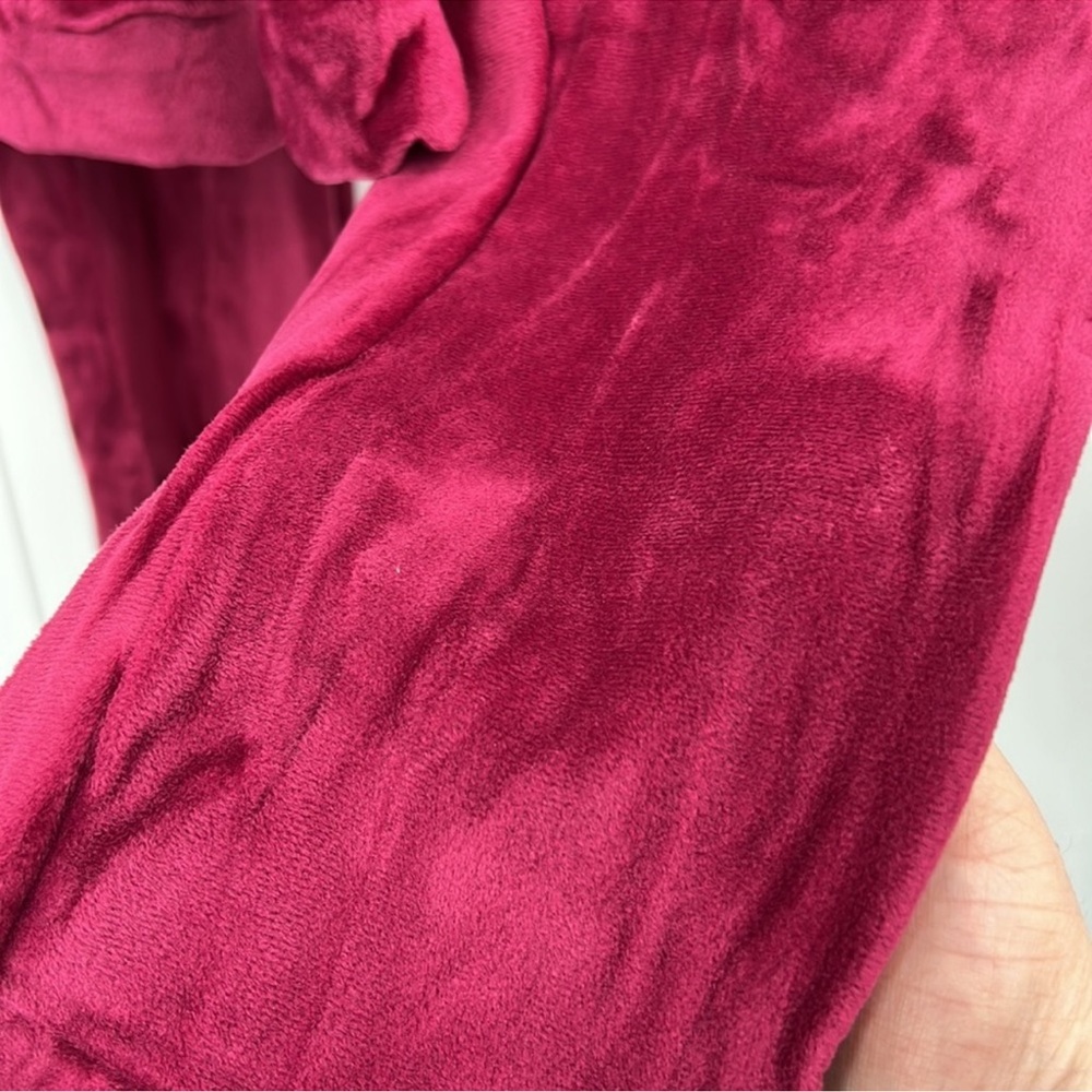 🆕Velvet Soft Burgundy Zip Sweatsuit Set HoodedJacket W/Pockets Size Large - Picture 4 of 9